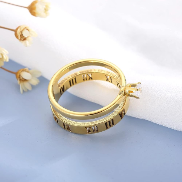 Golden-Tone with Sparkling Synthetic Rhinestones Ring - Image 2