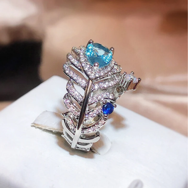 Tear Stone/Leaf Ring Adjustable - Image 2